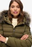 Superdry Lange Fuji-jas met capuchon van imitatiebont Dames Gewatteerde jassen
