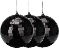 Christmas Decoration Koopman International Christmas Decoration discobal kerstbal - 3x - zwart -12 cm -kunststof