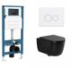 QeramiQ Dely Swirl Toiletset - reservoir encastré Qeramiq Flush - abattant 35mm - plaque de commande métal blanc mat - boutons ronds - noir mat