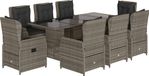 vidaXL 9-delige Tuinset met Kussens, Poly Rattan, Grijs