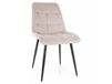 Beige polyester velvet chair with matte black steel frame