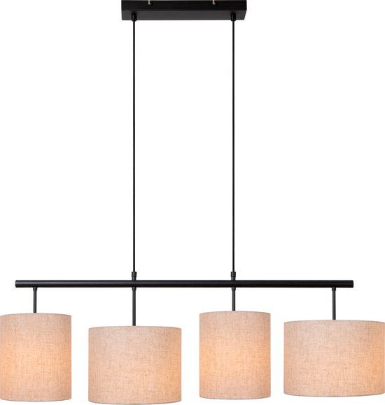 Lucide MAYA - Hanglamp - 4xE27 - Beige - Textiel - Beige - Met dimfunctie