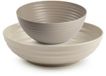 Plasticforte onbreekbaar servies kommetjes - beige - kunststof - 13 x 7 cm en 19 x 5 cm - 12x stuks - Camping - Keuken