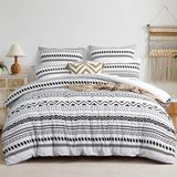 Ibenzoa® Zachte Microvezel Beddengoedset – Grijs Boho Patronen, 3-Delig, 220x240cm