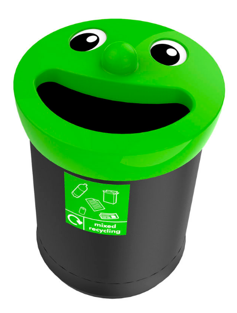 Vepa Bins Smiley face afvalbak, 52 liter, zwart/lime, VB 719471