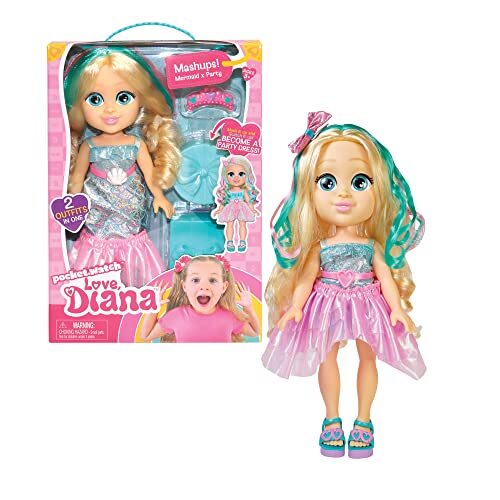 Love, Diana Famosa pop met omkeerbare zeemeerminnenjurk voor feestjurk en speelaccessoires, voor Diana avonturen en meisjes vanaf 4 jaar (LVE08000)