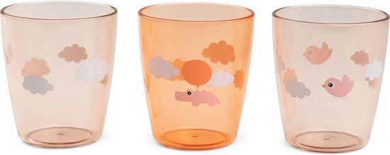 Done by Deer Acryl Mini Beker Set 3st | Happy Clouds Papaya