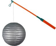 Merkloos Lampionstokje 40 cm - met lampion - zilver - D25 cm