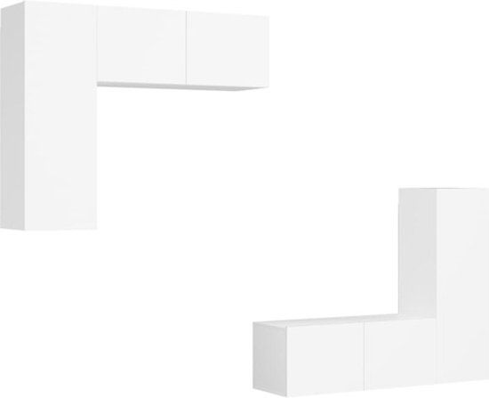 vidaXL - 4-delige - Tv-meubelset - bewerkt - hout - wit