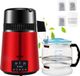 VEVOR Waterdestillator, 1 L / uur, 4L Waterreiniger met 0-99 uur Timing, 750 W Aanrecht Distilleerapparaat met Dubbele Temperatuurweergave, met Reinigingspoeder voor Glazen Karaf en 3 Carbon Packs, FDA, Rood