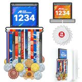 Jolitac Sport Medaille Awards Display Rack Wandmontage Marathon Medailles Hanger Houder voor 40 Medailles 100 Runner Race Slabbetjes 20 Flip Pouches voor Race slabbetjes