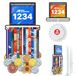 Jolitac Sport Medaille Awards Display Rack Wandmontage Marathon Medailles Hanger Houder voor 40 Medailles 100 Runner Race Slabbetjes 20 Flip Pouches voor Race slabbetjes