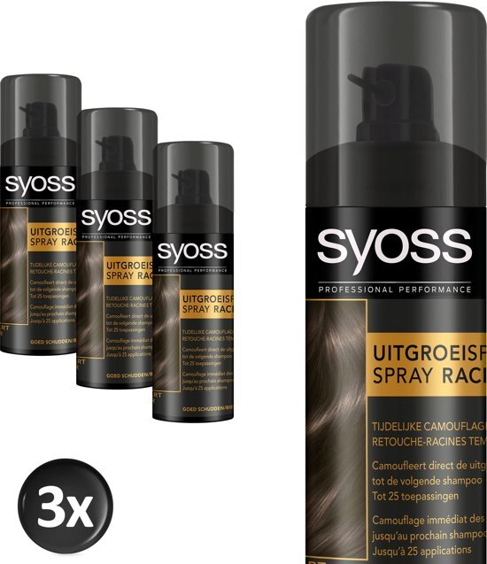 Syoss Uitgroeispray Zwart - 3 stuks - Voordeelverpakking