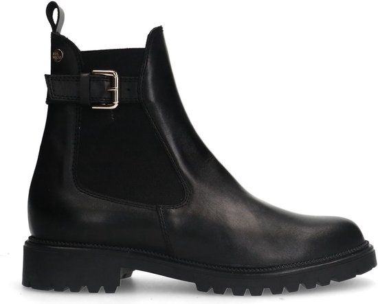 No Stress - Dames - Zwarte leren chelsea boots met gesp - Maat 42