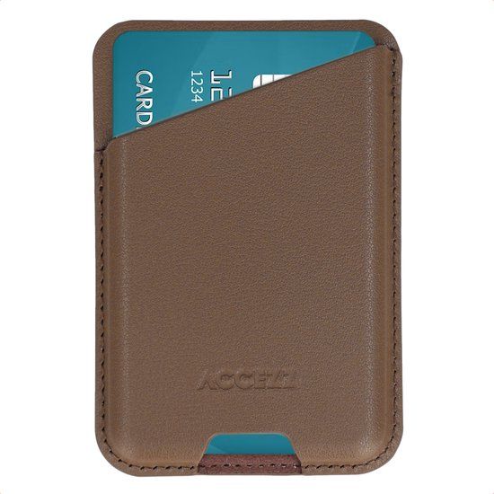 Accezz Magnetische Leren Pasjeshouder - Wallet Kaarthouder geschikt voor Apple Find My - Coffee Brown