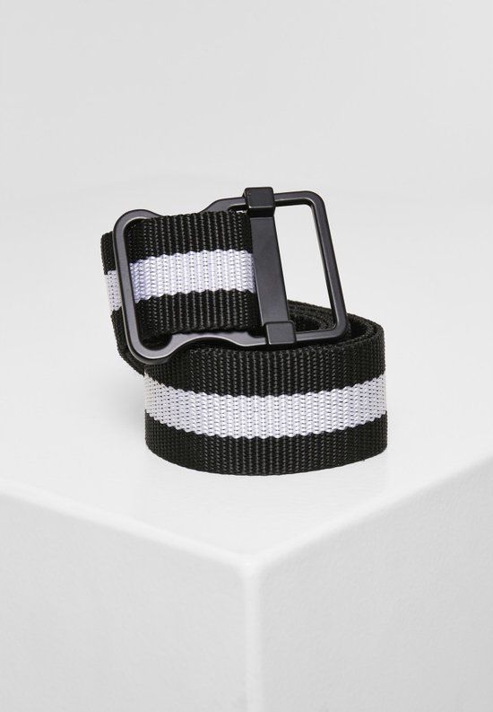 Urban Classics Easy Stripes Riem L/XL Zwart/Wit