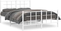 vidaXL Bedframe met hoofd- en voeteneinde Metaal Wit 140x200 cm