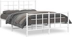 vidaXL Bedframe met hoofd- en voeteneinde Metaal Wit 140x200 cm