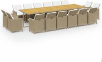 vidaXL 17-delige tuinset met kussens, polyrattan, beige