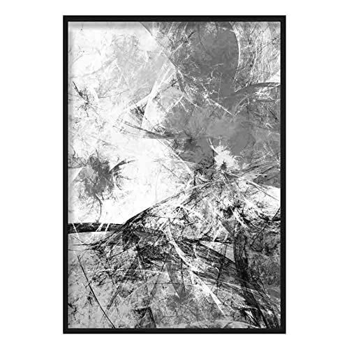 Artze Wall Art Abstract Oil 3 Poster - 21x30cm - Black/Grey