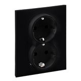 Legrand SEANO 2-voudig geaard stopcontact met verhoogde contactbeveiliging, steekklemmen, 16 A, 250 V, kleur: zwart gelakt, 765325