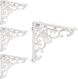 Merkloos Relaxdays Plankdrager - Set van 4 - 21,5 cm - Gietijzer - Wit