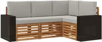vidaXL - Bank loungeset - 4 zitplekken - Polyester - Natuurlijk en lichtgrijs