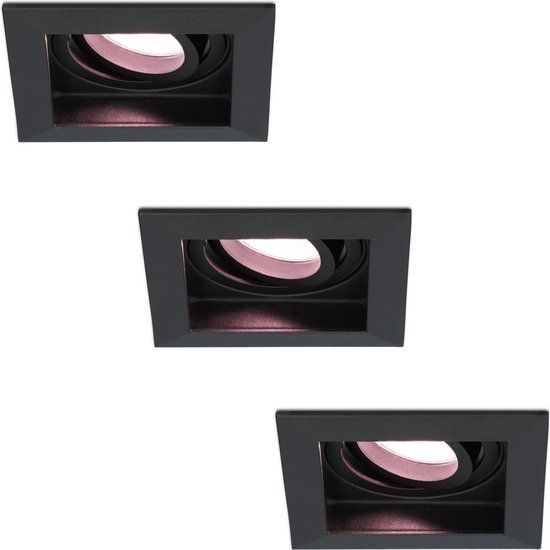 3x HOFTRONIC Smart Durnham LED Inbouwspots - RGBWW - WiFi - Dimbaar - Kantelbaar - Vierkant - Zwart