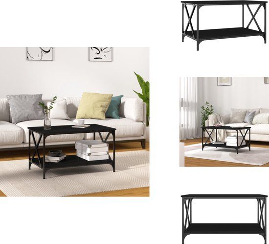 vidaXL Salontafel 80x50x45 cm bewerkt hout en ijzer zwart