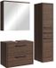 Badplaats Wastafelkast Set Florence 60 x 35 cm – Walnoot Bruin – Badmeubel met Spiegelkast en Kolomkast