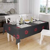 Bonamaison Tafelkleed, Anti-Mold, Sneldrogend, Waterdicht, 100% Polyester Tafellaken, rood Zwart, 140 x 160 Cm