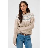 Kaffe gebreide noorse trui met wol - beige