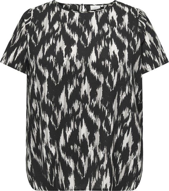 ONLY CARMAKOMA CARVICA LIFE SS TOP WVN NOOS Dames Top - Maat 46 - Zwart/Scarlett - 3XL