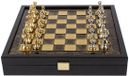 Luxe Metalen Schaakset met Houten Kist en Bronzen Bord