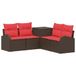 vidaXL Bankstel 5 st Bruin en Rood Poly Rattan en Staal