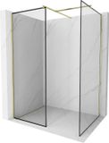 Mexen Kioto paroi de douche Walk-in 110 x 90 cm, cadre noir, or brossé