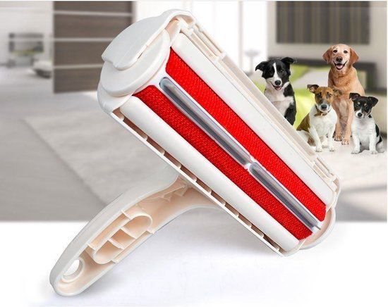 Petasos Huisdierhaar Verwijderaar - Kledingontpluizer - Kledingroller - Pluizenborstel - Wit & Rood