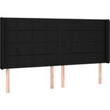 Tête de lit avec oreilles noir 163x16x118/128 cm tissu