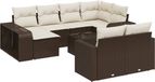 vidaXL Loungeset met kussens, polyrotin, bruin