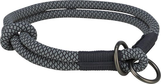 Trixie Soft Rope Half-Slip Dog Collar Black/Grey 35x0.6 cm