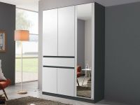 Armoire TUBIZE 5 portes et 1 tiroirs blanc/gris métallique