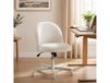 HOMCOM Chaise de Bureau Ergonomique, Fauteuil de Bureau Inclinable en Tissu Bouclette Sans Accoudoirs, Hauteur Réglable, Crème