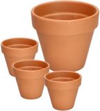 KOTARBAU® Pot de fleur en terre cuite Ø 13 cm - Pot de plante en terre cuite avec trou de drainage 4 unités Pot de fleur - Céramique non vernissée - 11 cm de haut - Terre cuite