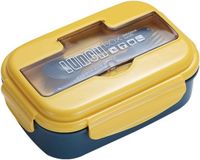 Merkloos Lunchbox - Bentobox - Luchtdichte Lunchbox Met Lepel En Vork - Lekvrije - Magnetronbestendige - Met Bestekset - Voor Kantoor, School En Reizen - Blauw
