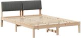 vidaXL Bedframe - Bruin en donkergrijs - 135 x 190 cm - Massief grenenhout