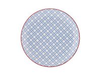 H&H Positano Fruitbordenset, steenwerk, blauw/rood, 6 stuks