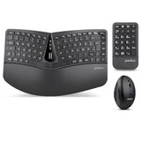 Perixx PERIDUO-606A, 3-in-1 draadloos compact ergonomisch toetsenbord met verticale muis en numerieke toetsenbord, verstelbare palmsteun, kantelbaar wiel, platte toetsen