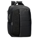 Pepe Jeans Ancor Rugzak voor laptop, 39,6 cm (15,6 inch), zwart, 30 x 42 x 14,5 cm, polyester, 18,27 l, Zwart, Eén maat, laptop rugzak