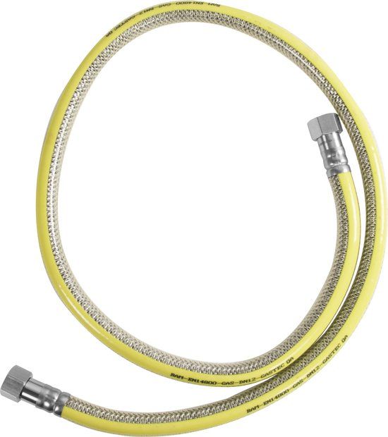 Soper Gasslang INOX 150 cm met Koppeling en Tape Kit M24 EN14800 GASTEC