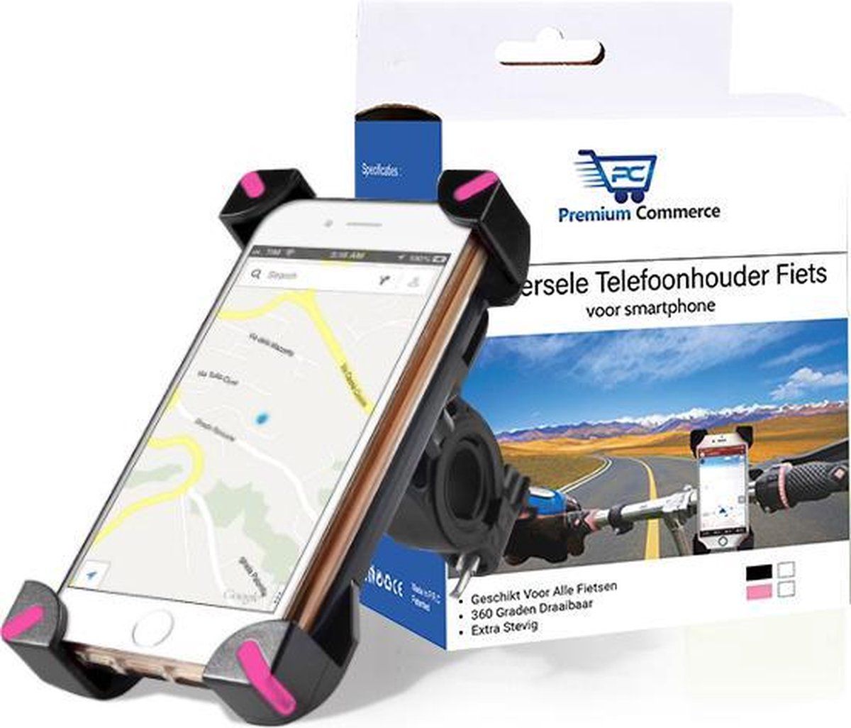 Premium Commerce Telefoonhouder Fiets Roze